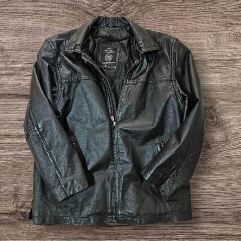 Sergio Vadducci Genuine Leather Vintage Jacket Men's XL Full Zip Black Full‎ Zip